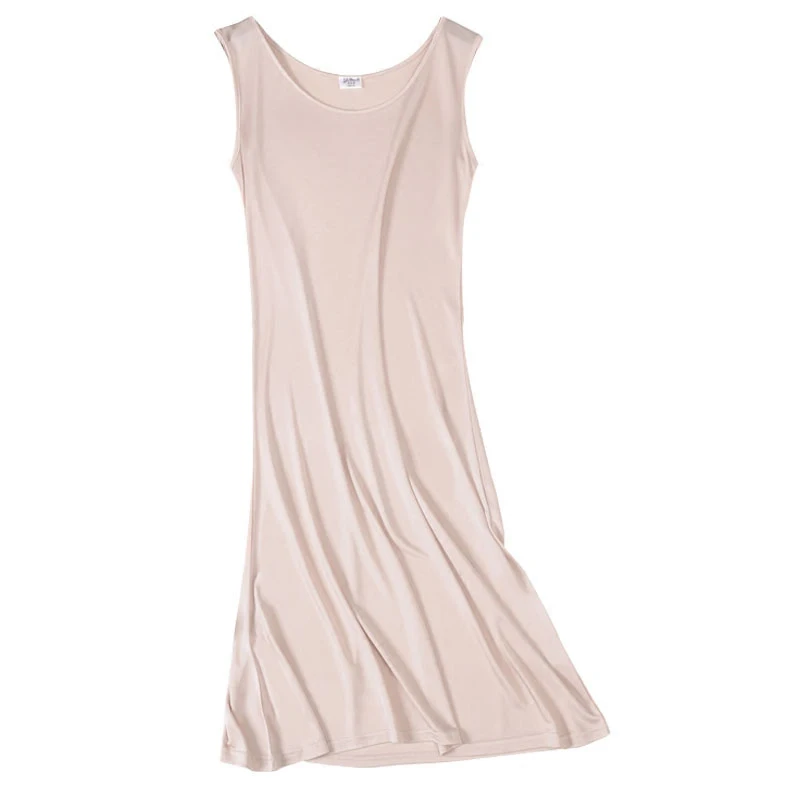 100%REAL SILK women sleep dress solid Basic slip dress Anti emptied FULL slips sleeveless new underwear PINK WHITE BLACK NUDE