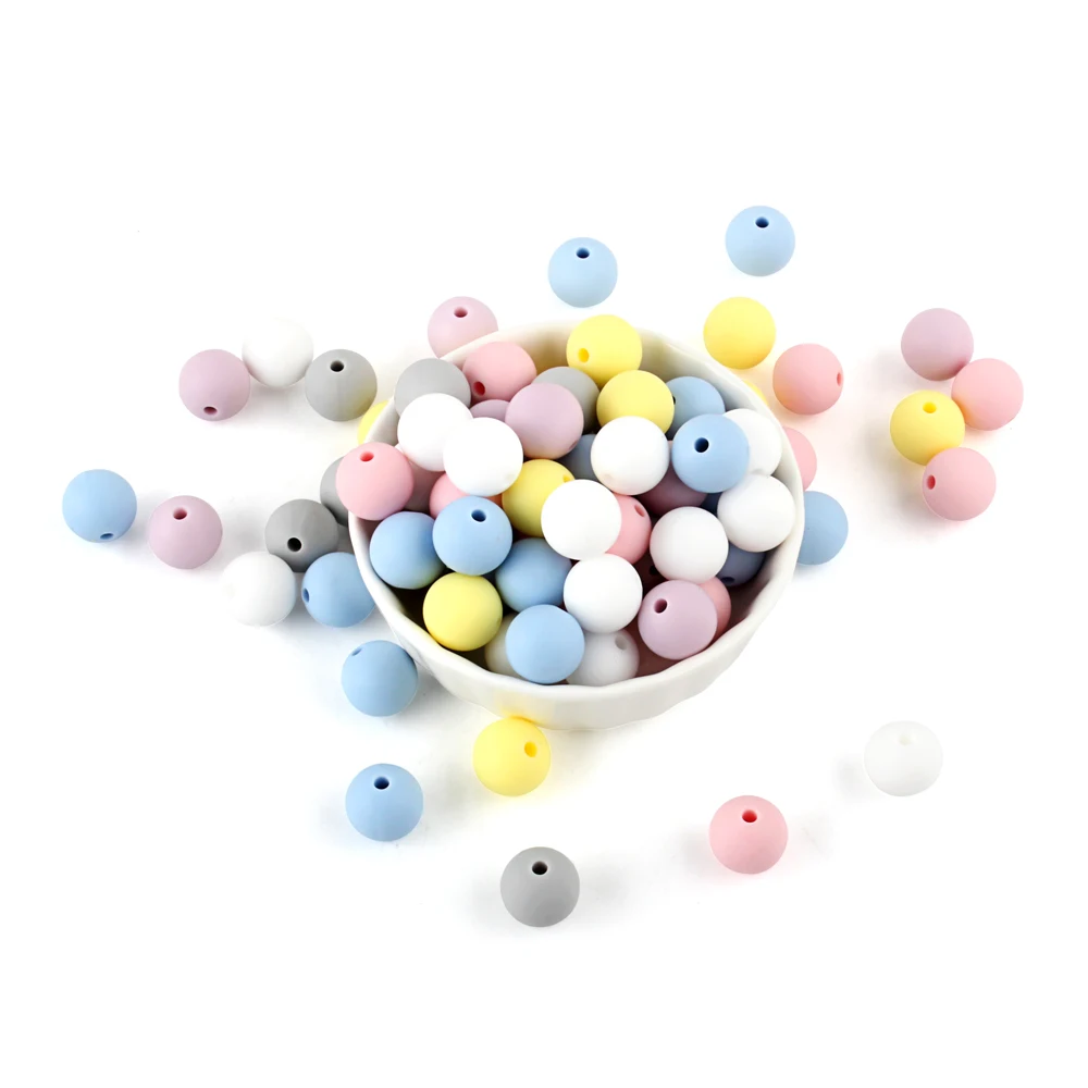 20pcs 9mm Silicone Round Beads Baby Rodent Chewable Teething Pacifier Chain BPA Free Food Grade Silicone Baby Product Bead Pearl