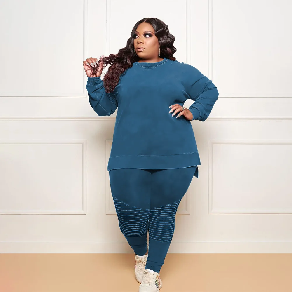 L-4XL Wholesale Dropshipping Winter 2021 Women tracksuits Casual Sport Suits Solid Color Long Sleeve 2 Piece Plus Size Sets