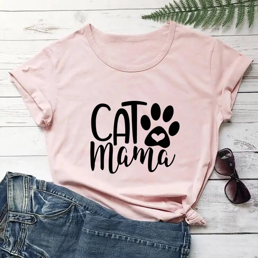 

Cat Mom Cute Cat Paw Graphic Printed Shirt New Arrival Casual 100%Cotton Funny T Shirt Cat Mom Shirt Cat Lovers Gift