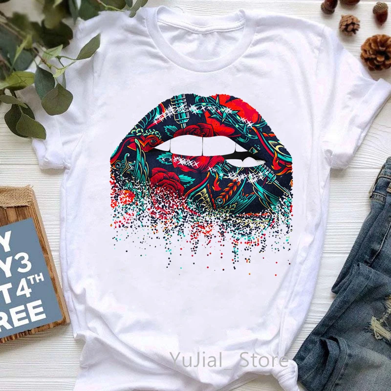 

Unapologetically Dope Lips Graphic Print T-Shirt Women'S Clothing White Casual Sexy Tshirt Femme Summer Fashion T Shirt Female