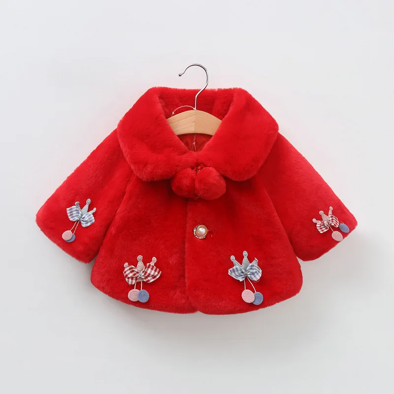 0-18M Baby Jackets For Girls Autumn Warm Plush Coat Cute Christmas Princess Cloak Children's Outerwear Newborn Baby Girl Clothes