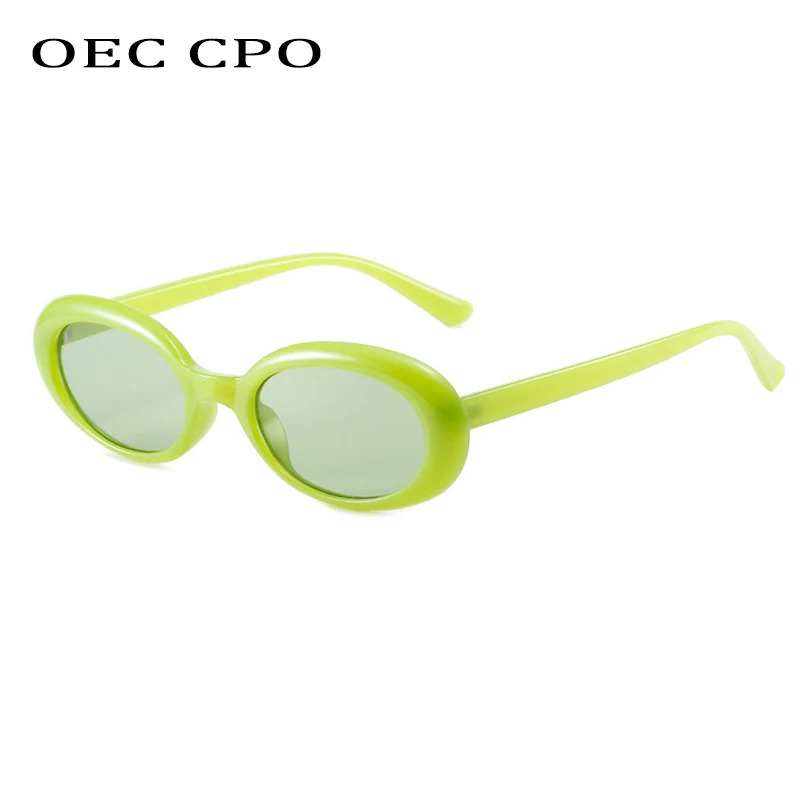 OEC CPO Vintage owalne okulary przeciwsłoneczne damskie modne małe okrągłe okulary przeciwsłoneczne damskie okulary Punk Leopard okulary UV400