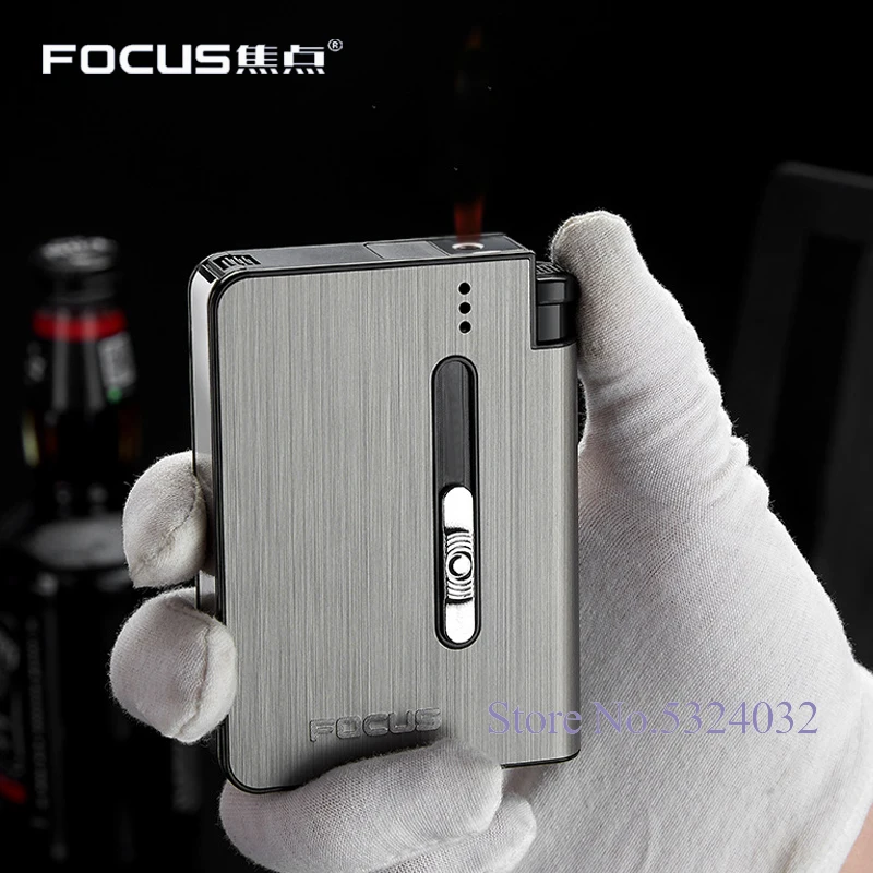 2in1 Automatic Cigarette Case Can be Installed Lighter 10pcs Cigarettes Capacity Metal Box Best Gifts Gadgets for Men