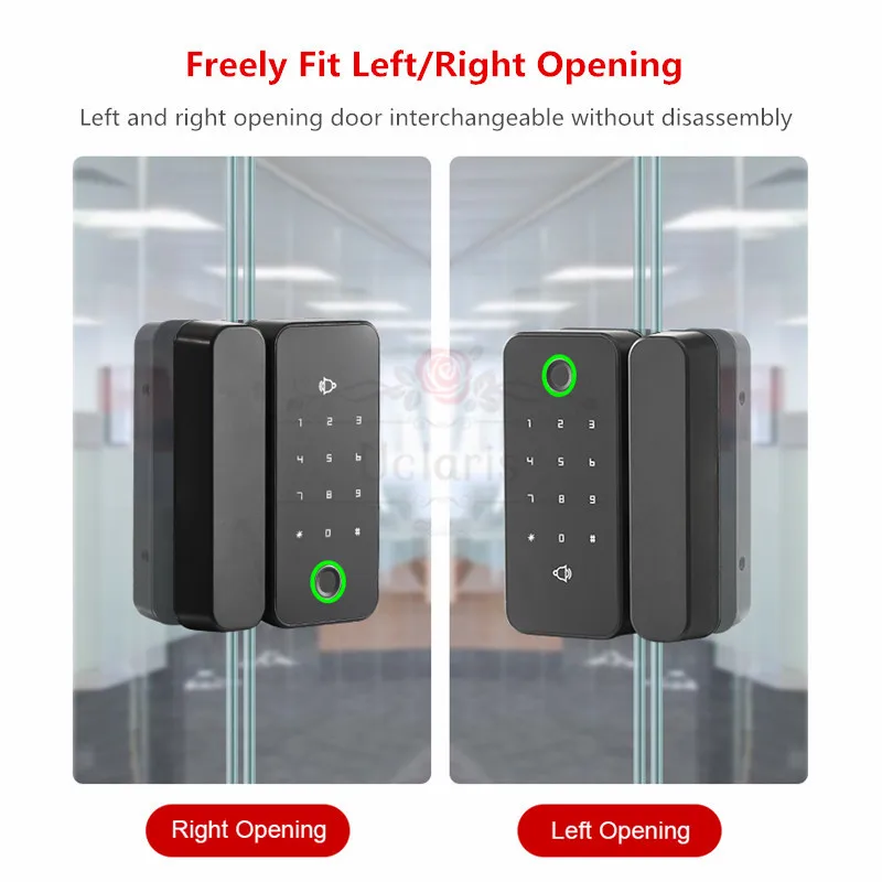 Smart Glass Door Biometric Fingerprint Lock Attendance Manage Bluetooth APP Remote Control Key,Code,Card,Phone NFC For Office