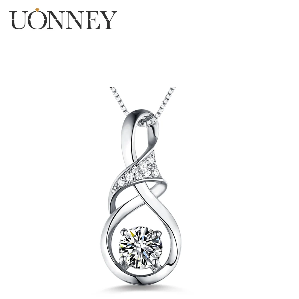 

UONNEY Dropshipping Customizable Birthstone Dainty Silver Necklace Women Inifinity Pendants Box Chain Jewelry 2021 Birthday Gift