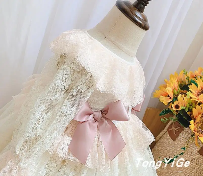 Miayii Baby Clothing Spanish Lolita Vintage Lace Bow Ball Gown Birthday Party Easter Princess Dress For Girls Y3797