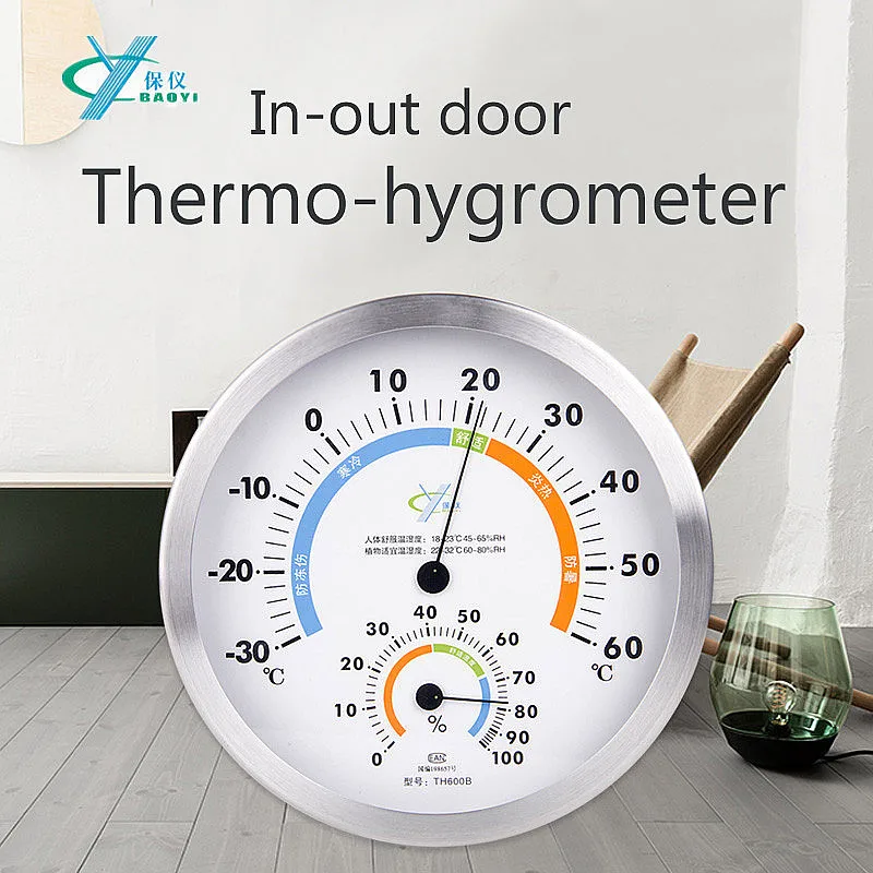 BAOYI 2 Color Home Thermometer Hygrometer,20CM Dial Indoor&Outdoor Barometer,Analog Garden Temperature Humidity Meter Instrument