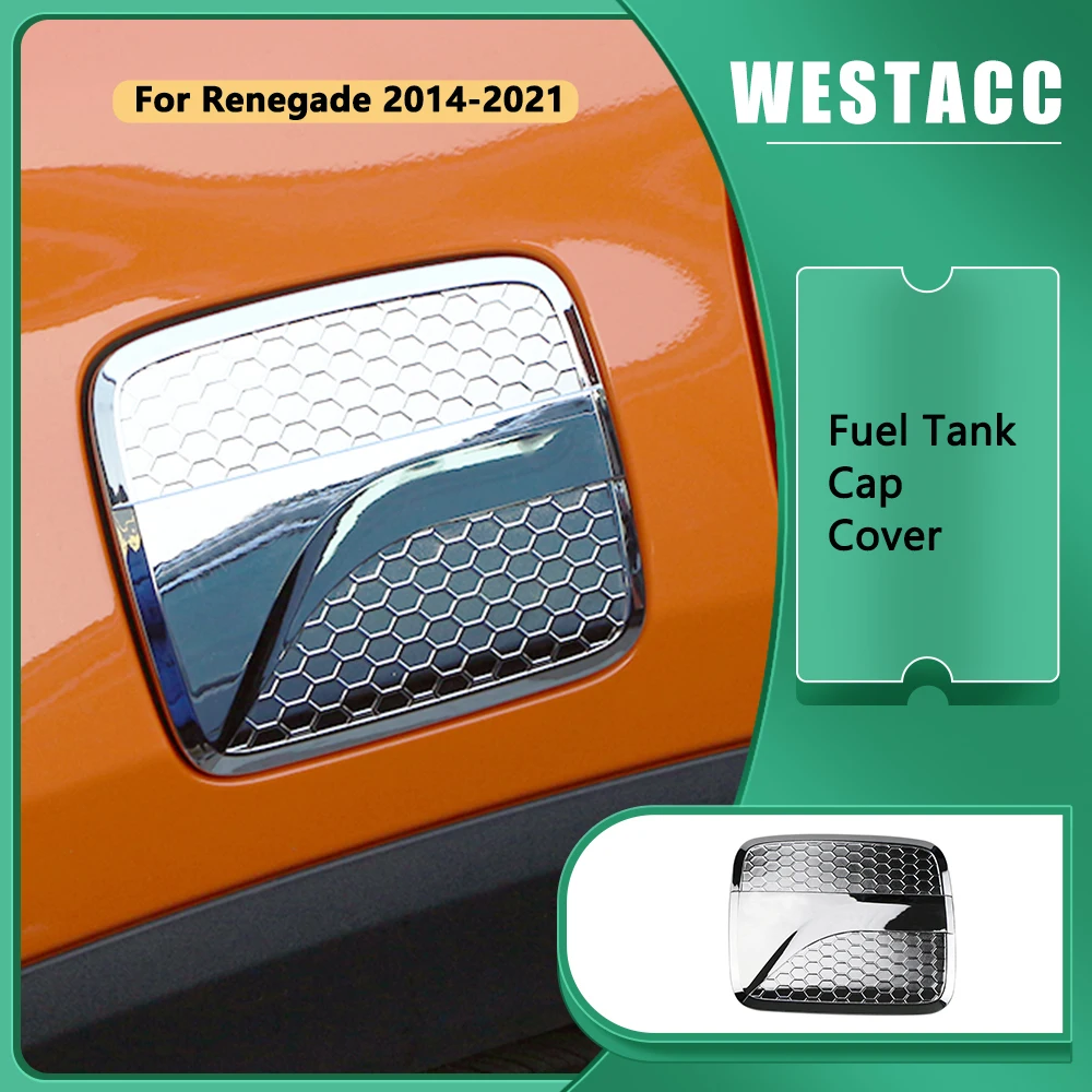 Car Fuel Tank Cap Cover Gas Tank Protective Trim Sticker for Jeep Renegade 2014 - 2021 Car-Styling ABS Chrome Accessories