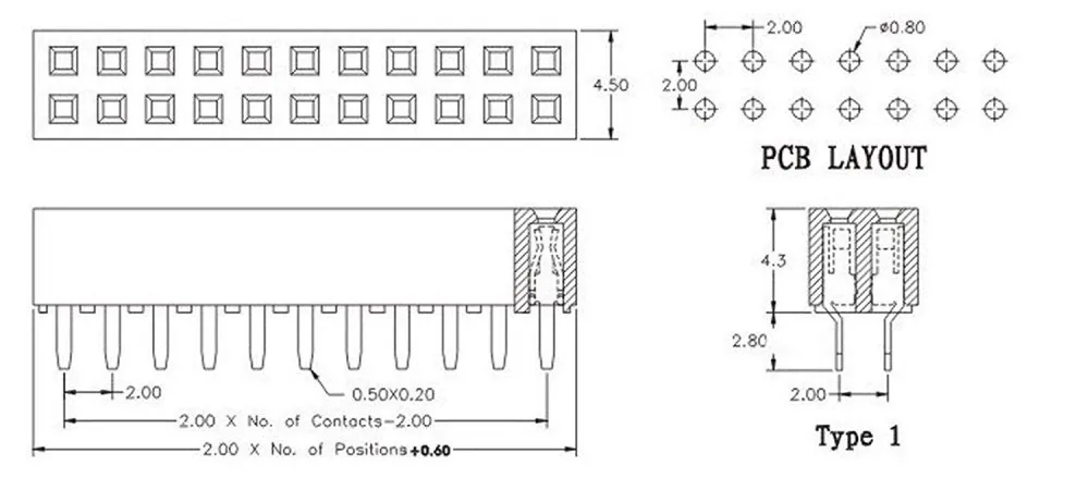 100 teile/los 2,0mm Pin Header 2X40 pin 2x40 Pin 80P Zweireihige Weibliche Gerade Header Pitch buchse Pin Streifen – Detail 1