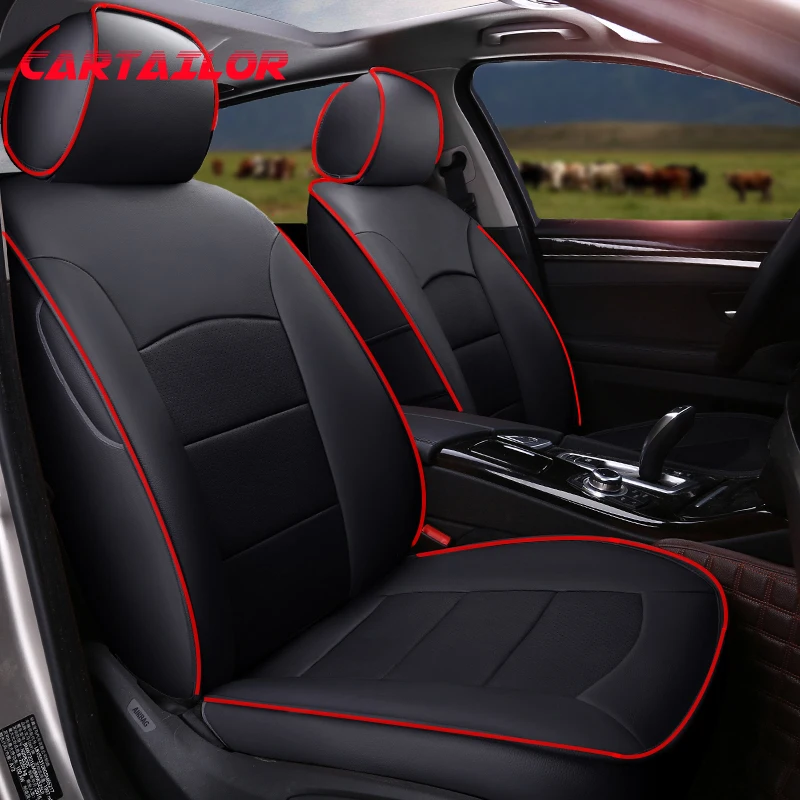 

CARTAILOR Genuine Leather Automobiles Seat Covers for Ford Focus Car Seat Cover Set Cowhide Accessories for Cars Seats Supports