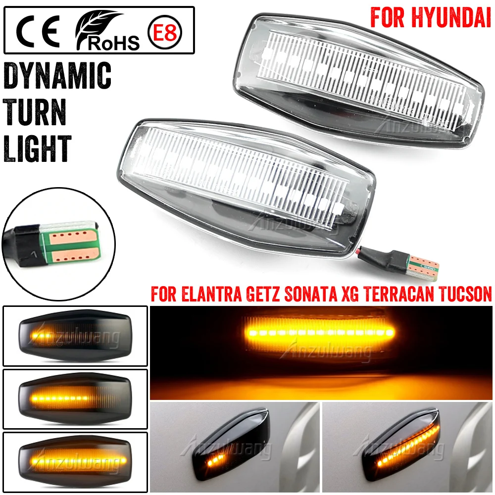 2x LED Dynamic Side Marker Light Turn Repeater Lamps For Hyundai I10 Accent Coupe Click Elantra Lavita Excel 2 Getz Prime Lavita