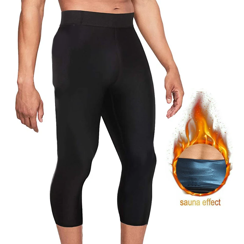 Uomini Sweat Sauna Capri Tummy Controllo Shaper Del Corpo di Perdita di Peso di Compressione Dimagrimento Pantaloni A Vita Trainer Termo di Allenamento di Ginnastica Corsetto