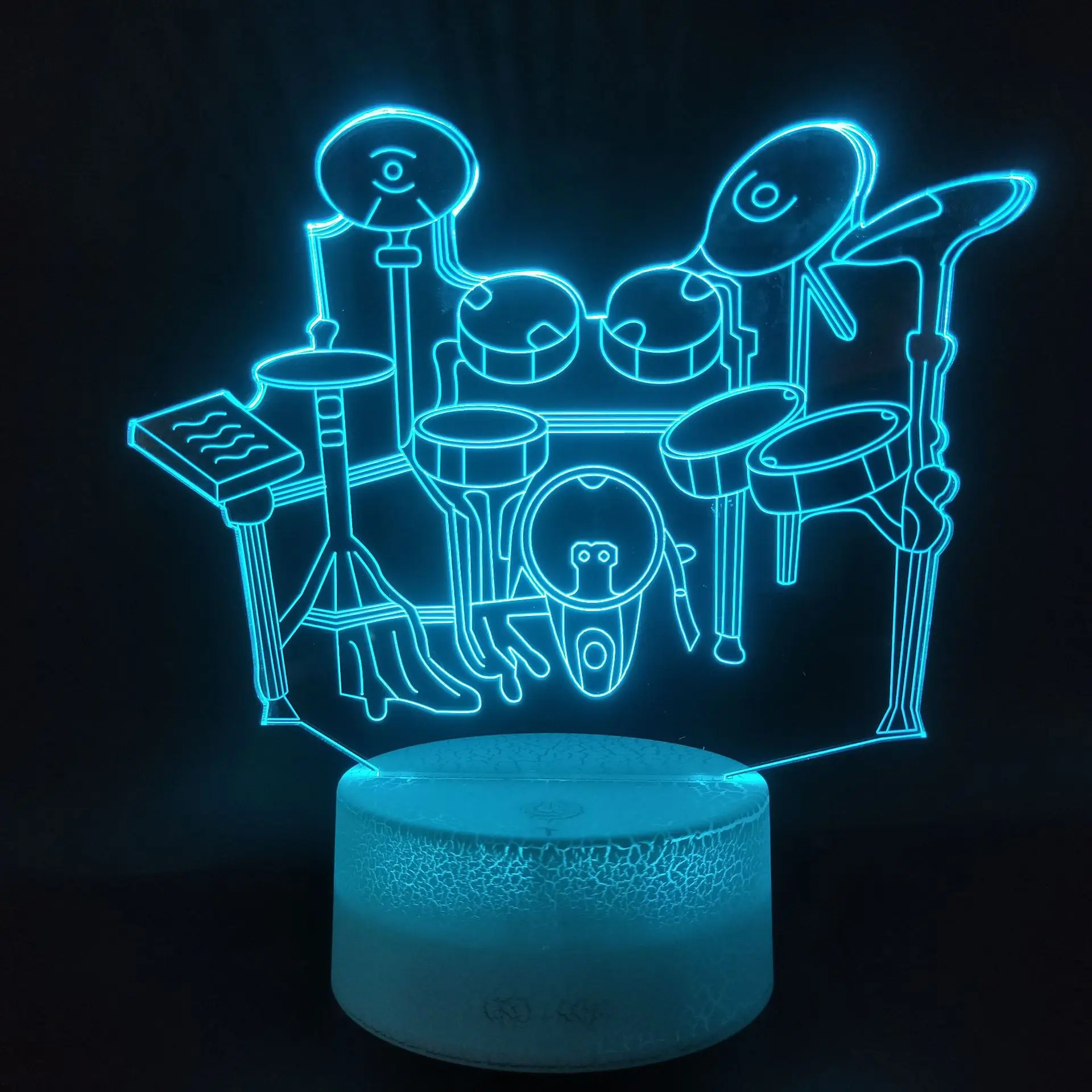 Drum kit-Lámpara de ilusión 3D, luz nocturna para regalo de Navidad al lado de la Mesa, 16 colores, cambio automático, decoración de escritorio, cumpleaños