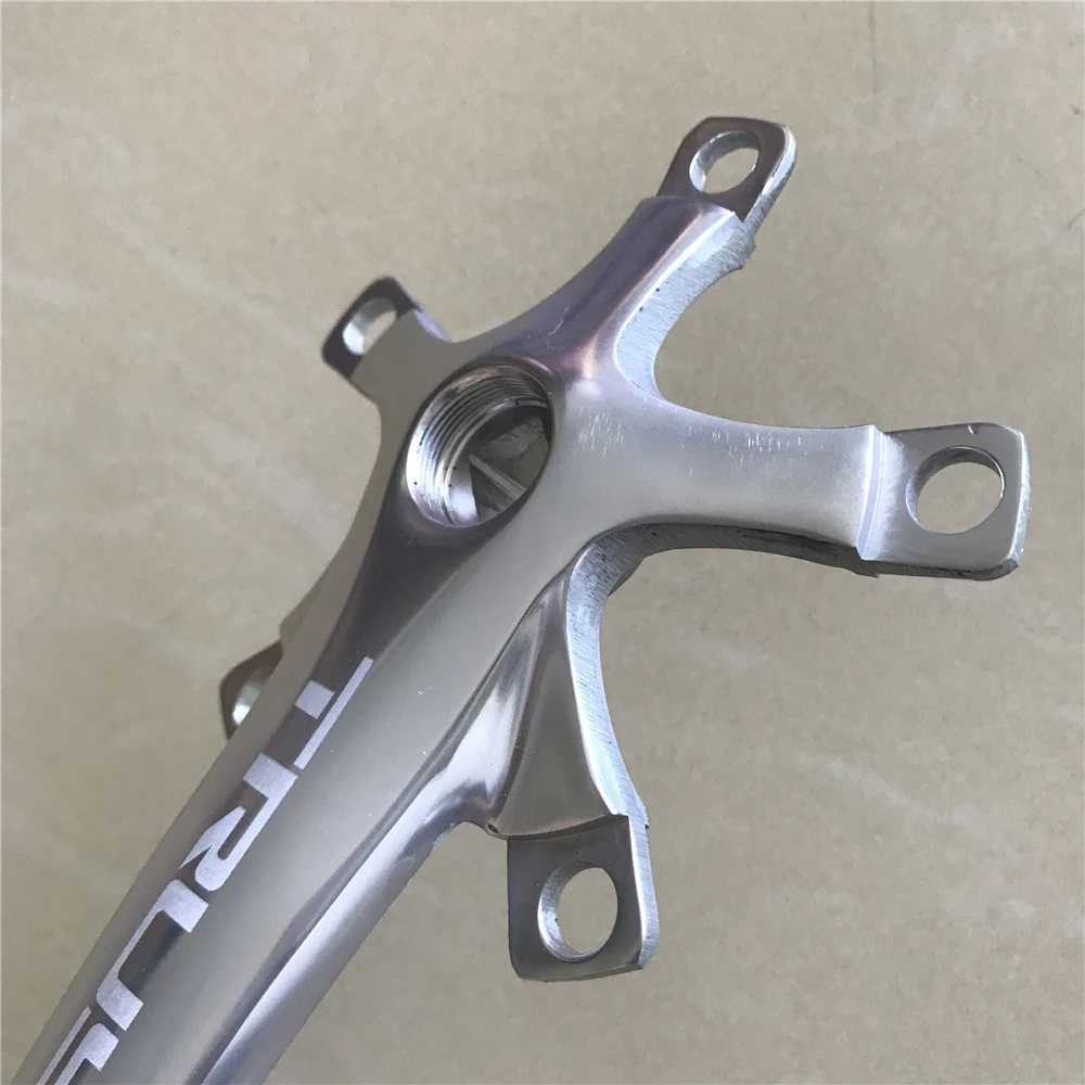 Road Bike Crank 110 BCD Square Hole Arm Aluminum Alloy Crankset Length 170mm BMX Folding Bicycle Parts Silvery Color