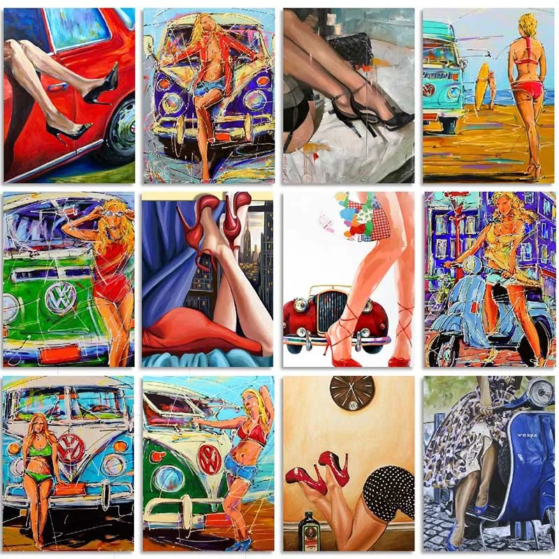 

Women Diy Painting By Numbers for Adults Lady Sexy Legs Pictures Paint By Numbers Kits on Canvas Wall Art Home Decor