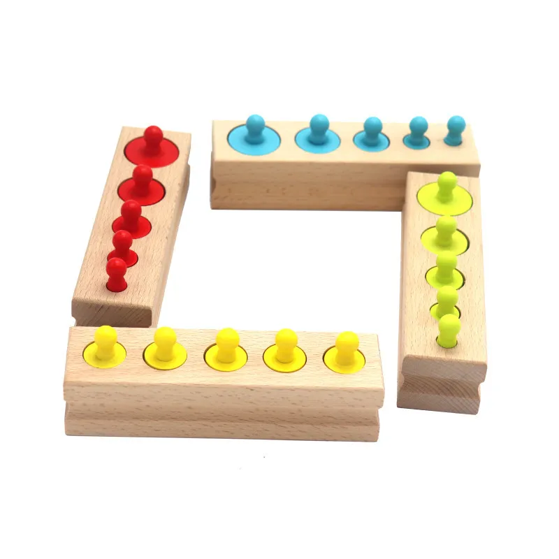 Baby Montessori Educatief Houten Speelgoed Kleurrijke Socket Cilinder Blok Set Voor Kinderen Educatief Voorschoolse Vroeg Leren Speelgoed