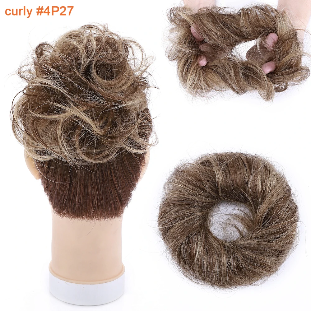 SEGO 100% Menschliches Haar Brötchen Elegante Chignon Scrunchies Haarpferdeschwanz Gerade Donut Updo Haar Stück Für Frauen 17g – Detail 19