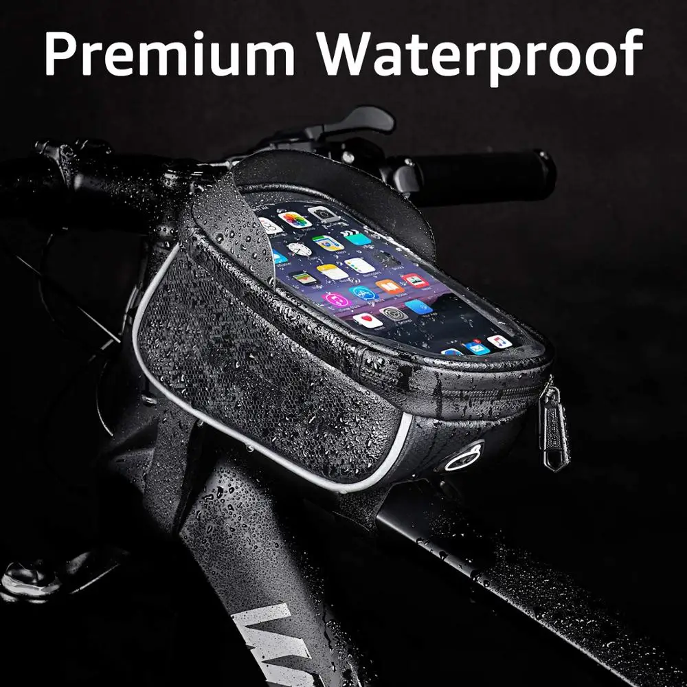 Bike Bicycle Waterproof Cell Phone Bag Holder MTB Front Frame Tube Bag Case 6.0 inch Rainproof Saddle Bag Bicycle Accessories