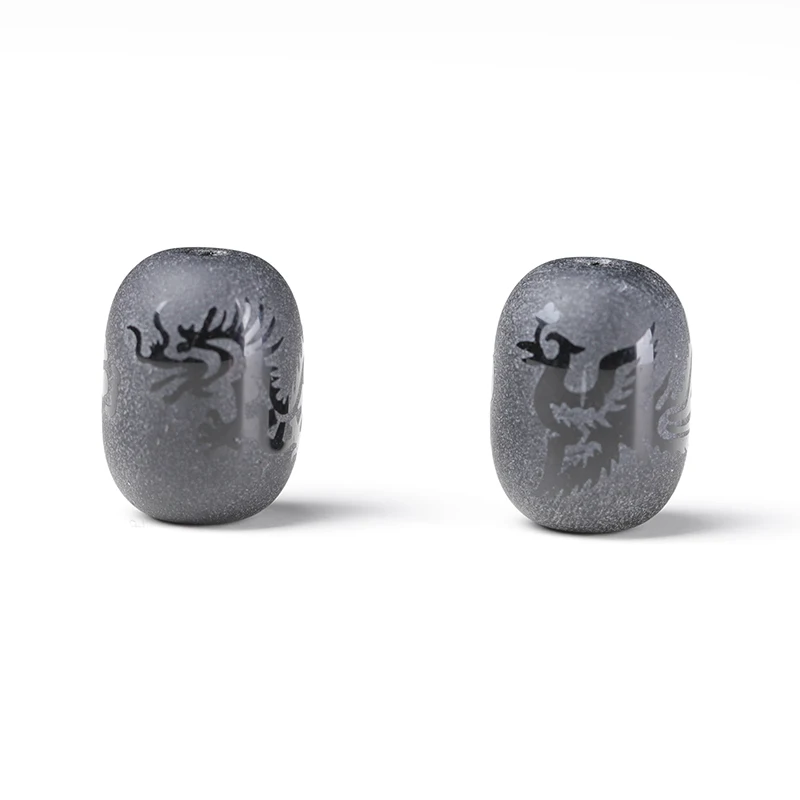 4A Natural Black Frosted Barrel Agate Dragon Phoenix Quartz Crystal Single Bead DIY Beads Jewelry Making