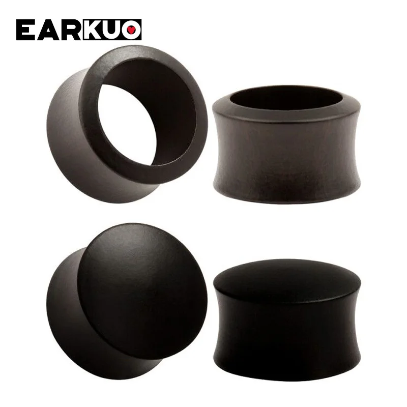 EARKUO High Quality Blank Hollow Flat Ear Wood Piercing Plugs Tunnels Gagues Expanders Body Jewelry Earrings Gift 2PCS 8-30mm