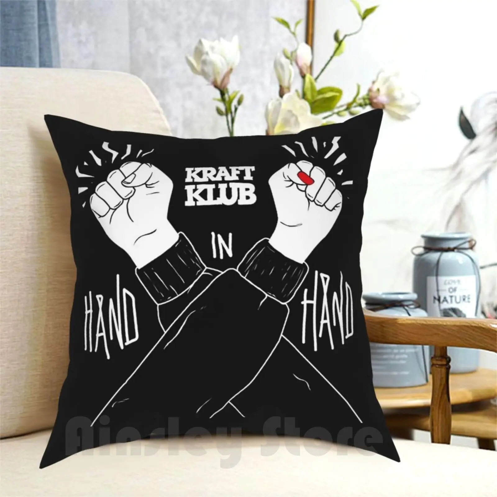 Kraftklub Hand In Hand Pillow Case Printed Home Soft Throw Pillow Kraftklub Band German Deutsch Deutschland Germany