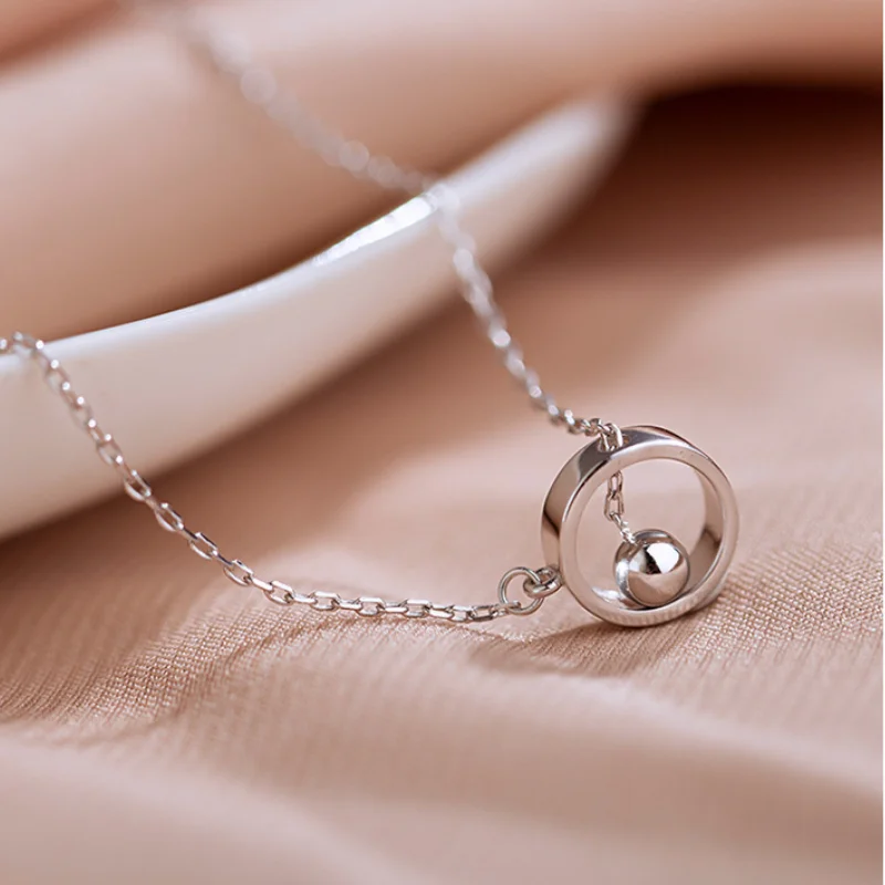 CIAXY Silber Farbe Geometrische Perlen Kreis Anhänger Halsketten für Frauen Ästhetischen Quaste Schlüsselbein Kette Halsband Modeschmuck – Detail 8