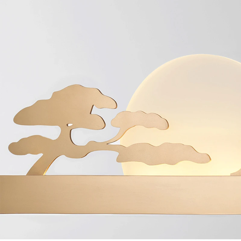 Wohnzimmer Kronleuchter Für Teehaus Studie Neue Chinesische Stil Golden Sunset Landschaft Dekoration Hanglamp Aluminium Hause Beleuchtung