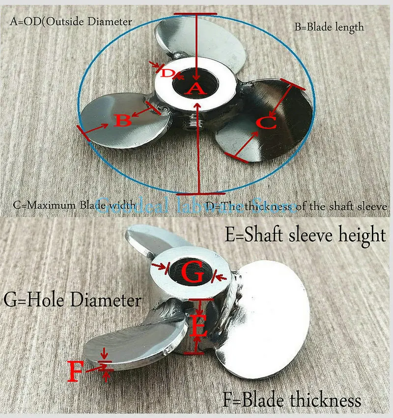 Imagem -04 - Rotor tipo pá Esmaltado pá Lab Parafuso 3-blade Agitando Diâmetro 60 mm a 200 mm 1pc Aço Inoxidável