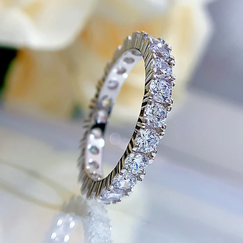 OEVAS 100% 925 Sterling Silver Full Square High Carbon Diamond Rings For Women Sparkling Wedding Party Fine Jewelry Wholesale