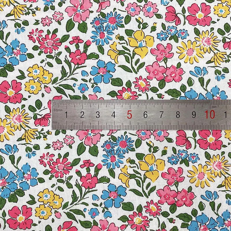 145x50cm Small Floral Poplin Cotton Fabric Making Summer Dress Children\'s Clothing Handwork Cloth