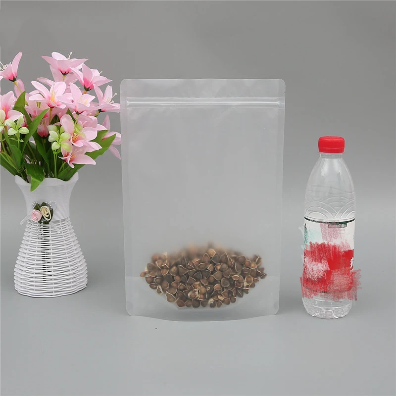 StoBag 50pcs PE Matte Transparent Self-supporting Ziplock Food Packaging Bag Tea Dried Fruit Plastic Self-supporting Zipper Bag