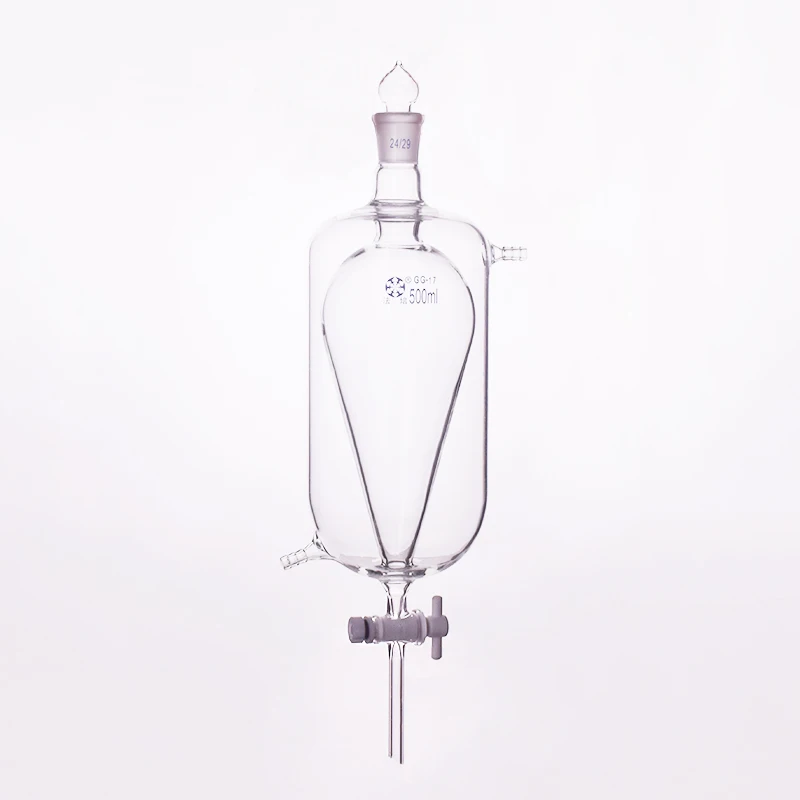 

FAPE Double-deck Separatory funnel pear shape,with ground-in glass stopper and PTFE stopcock,Capacity 10ml-1000ml-5000ml