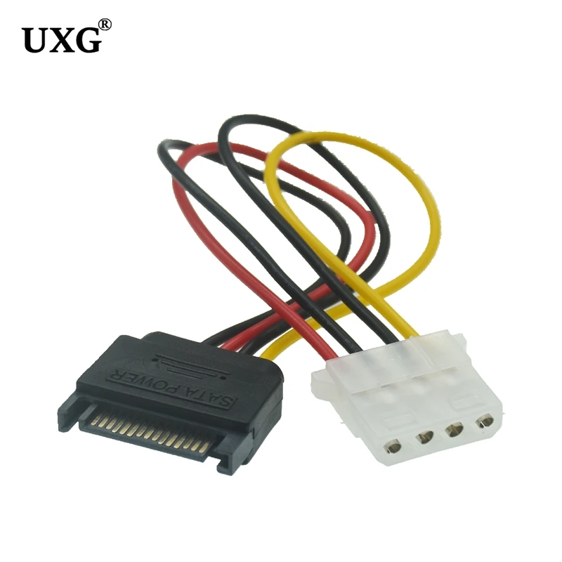 สายไฟ Sata 15-Pin ชายเหมาะสำหรับ Molex Ide 4-Pin อะแดปเตอร์ไดรฟ์สาย Professional 18ซม.