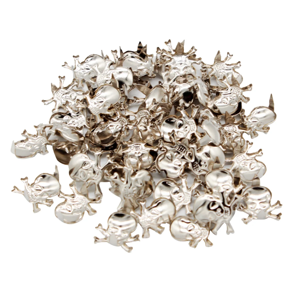 50Pcs Gothic Skeleton Skull Metal Studs Claw Rivets For Clothing Shoes Bags Decoration DIY Leather Craft