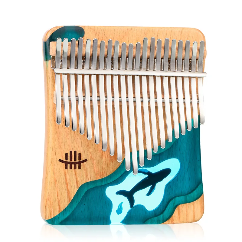 2021 21 Key Thumb Piano Solid Beech Epoxy Resin Portable Kalimba Mbira Sanza With Tuning Hammer Keyboard Musical Instrument