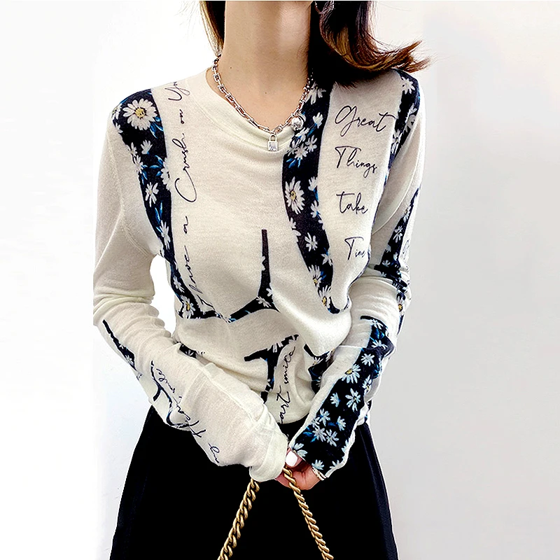 

Thin Knit Sweaters for Women, Long Sleeve Top, New Pattern, Korean Fashion, Ladies T-Shirts, Spring, Autumn, 2024, SL258