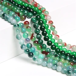 4-12mm Natural A green blue jades beads smooth round spacer perline sciolte perline di pietra di calcedonio naturale per la creazione di gioielli fai da te