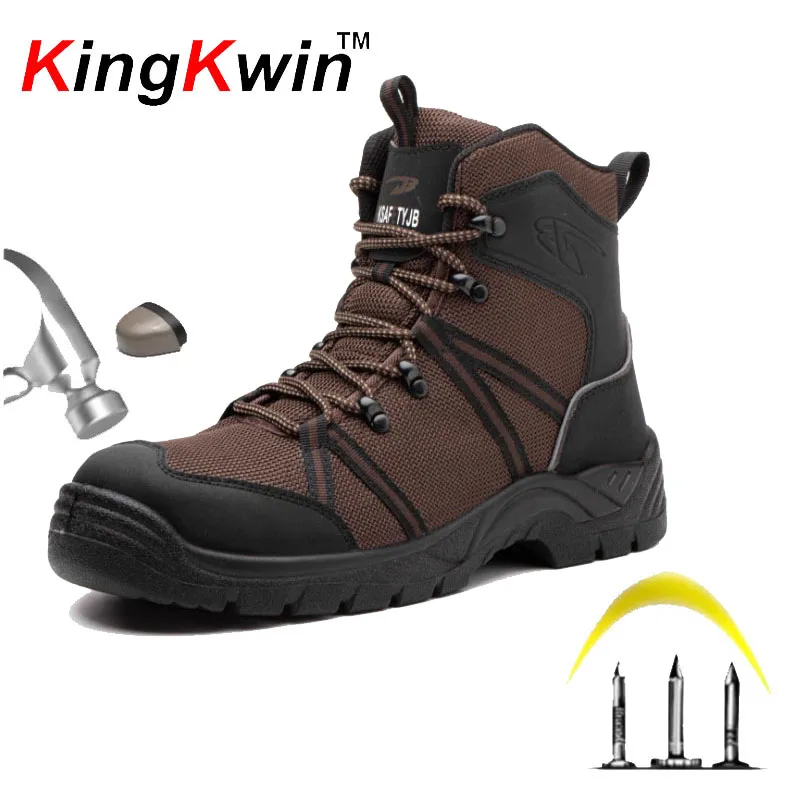 Men Safety Boots Steel Toe New Work Shoes Outdoor Protective Sneakers Anti-smash Anti-puncture Shoes Security Footwear