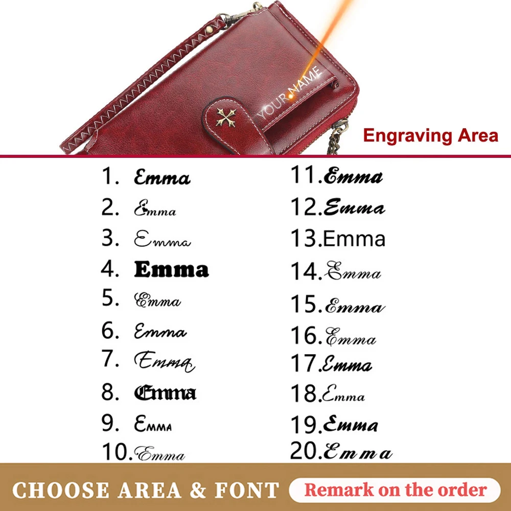 Hot Custom Women Wallets Name Engraving Fashion Long PU Leather Quality Card Holder Classic Female Purse Zipper Wallet For Women