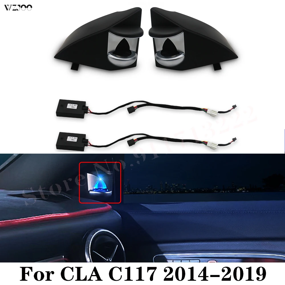 12 Colors Car Tweeter With Ambient Light For Mercedes Benz CLA w117 2014-2019 Front Door Side Treble Speaker Audio With LED Lamp