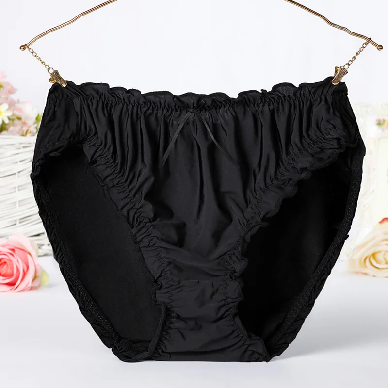 Women\'s Panties Large Size Mid Waist Bamboo Fiber Ruffles Rim Sexy Underwear Briefs Plus Size Women Underpants Fits 80-120KG