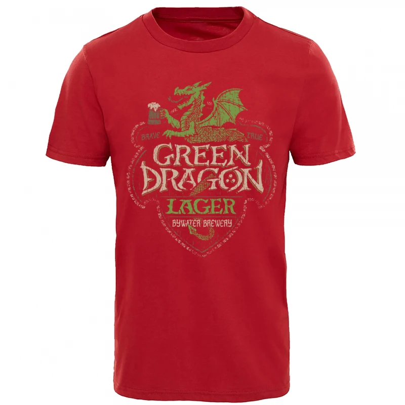 Beer Time T Shirt Men Green Dragon Lager Mens T-Shirt Retro Coupons Summer/Autumn Short Sleeve 100% Cotton Tops Casual TShirt