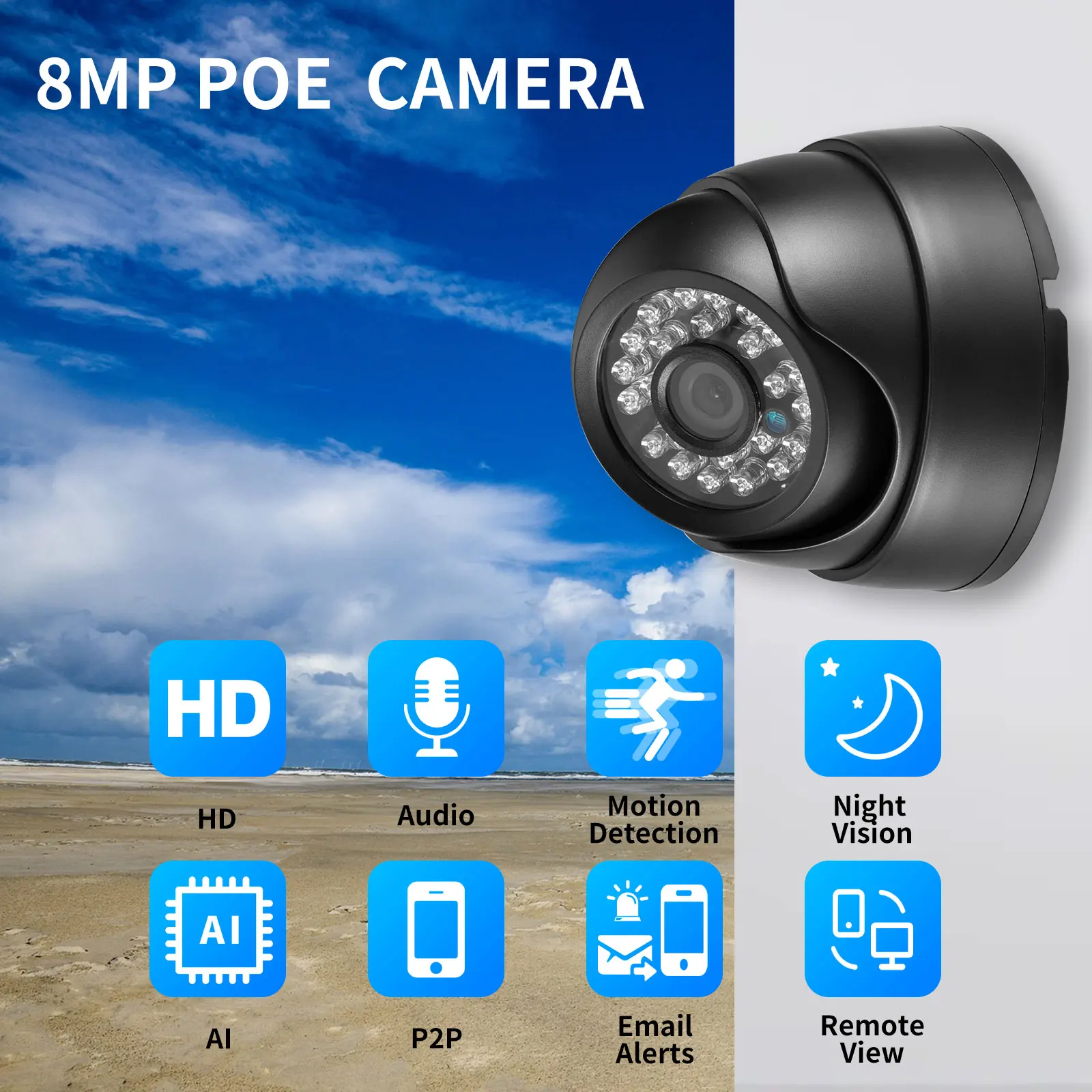 Gadinan 4K 8MP H.265+ 5MP 4MP HD IP Camera 48V PoE Indoor Face Detection Video Surveillance IP Camera Infrare Night Vision XMEye