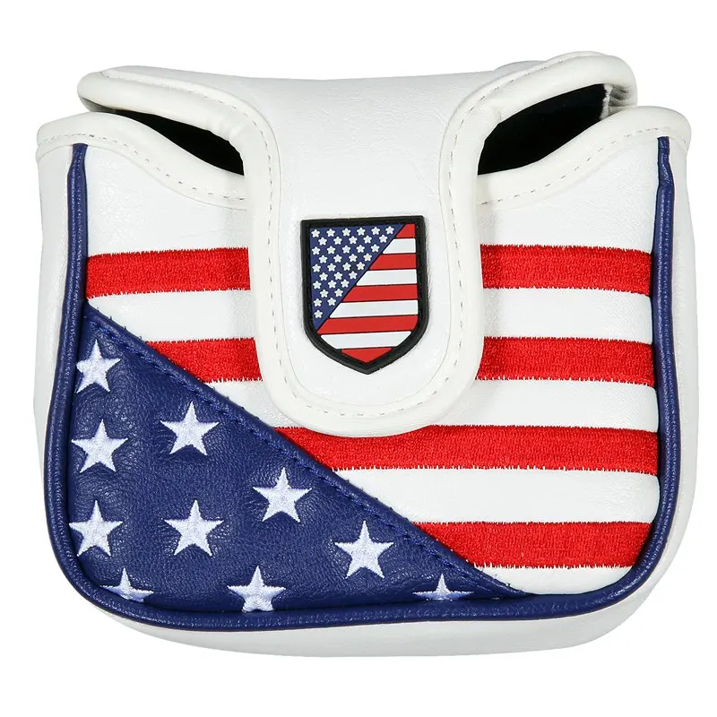 

Golf Putter Cover USA Flag PU Magnetic Closure Square Large Mallet Putter Headcover Drop Ship