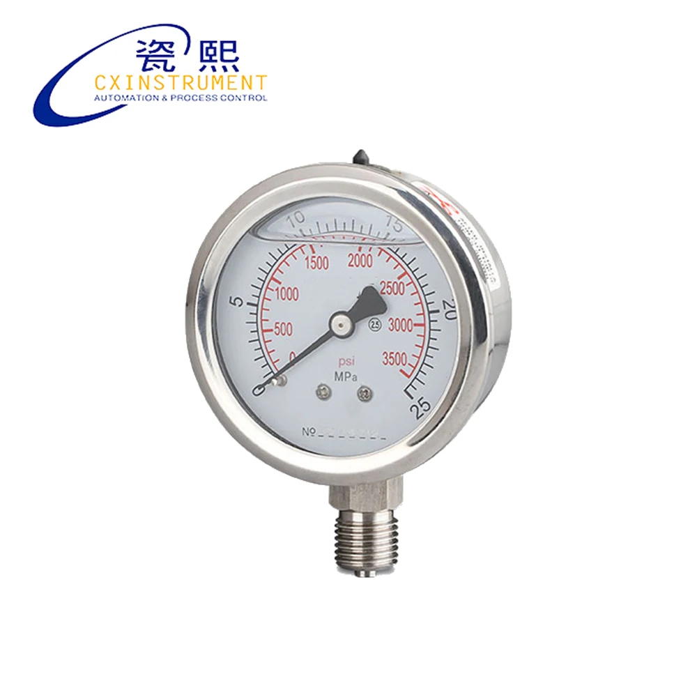 CX-PG-TN-BF 0~60 Mpa 60mm Radial Install Anti-vibration Stainless steel Pressure Gauge