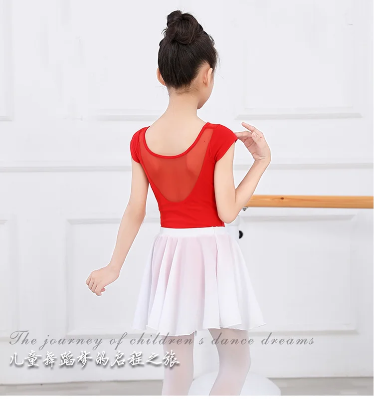 Roupas de treinamento de dança das crianças meninas macacão de dança mangas curtas com saia roupas de ginástica crianças ballet dança traje