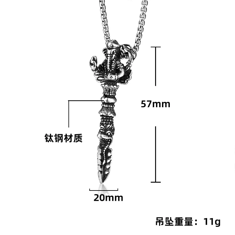 Punk Stainless Steel Buddhism Elephant Ganesha Jiang Mochu Pendant Necklaces for Men Rock Jewelry Drop Shipping