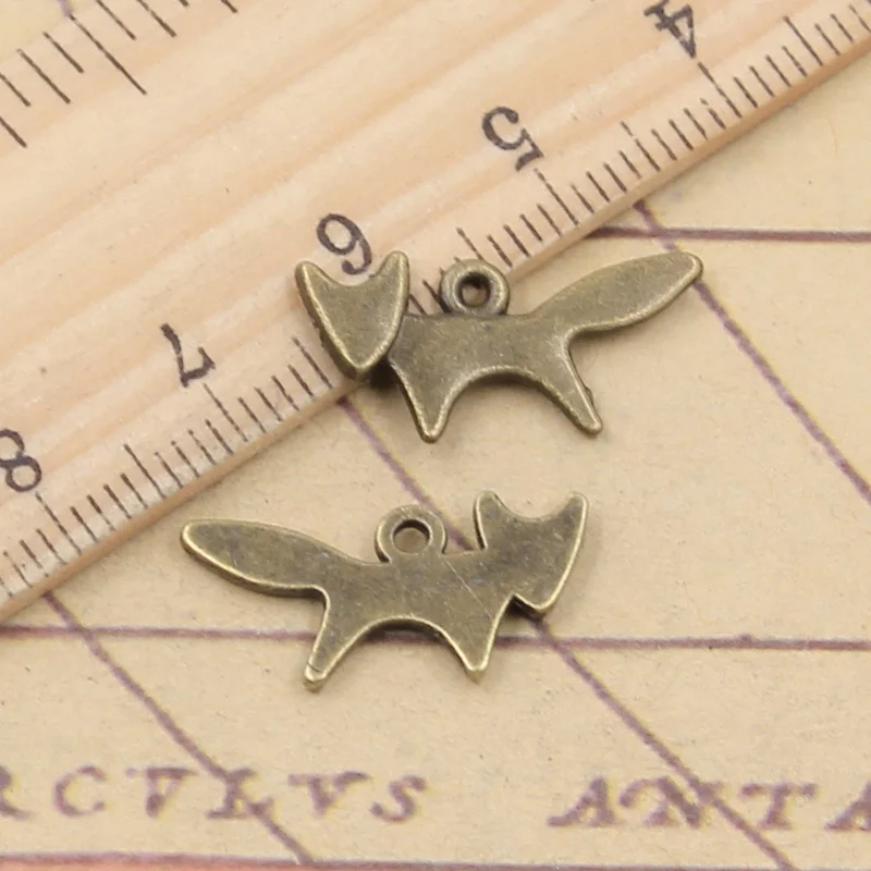 20pcs Charms Lovely Fox 20x10mm Tibetan Bronze Silver Color Pendants Antique Jewelry Making DIY Handmade Craft