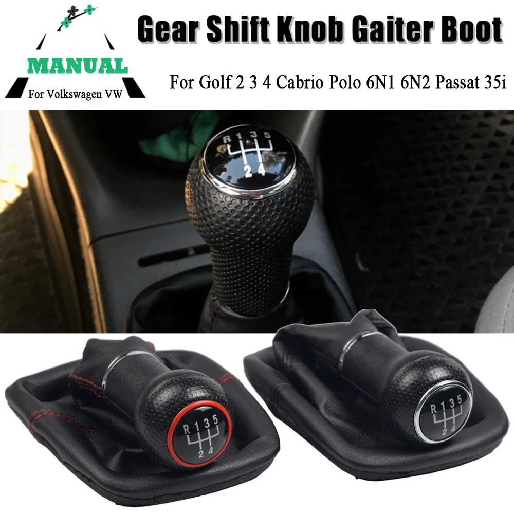 For Volkswagen VW Golf 2 3 4 Cabrio Polo 6N1 6N2 Passat 35i Car 5 Speed Gear Shift Knob Lever Gaiter Boot Leather Cover